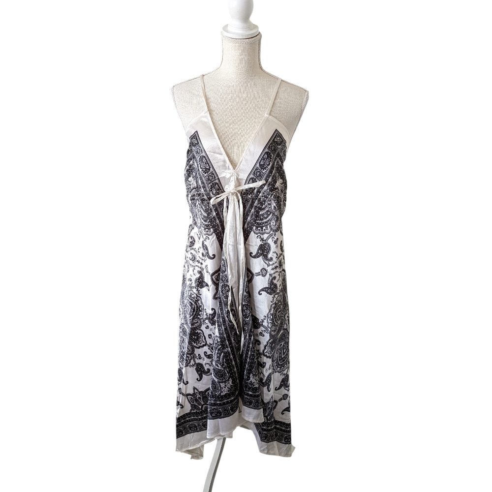 Freya Paisley Floral Handkerchief Hem Satin Scarf Dress Festival Dress